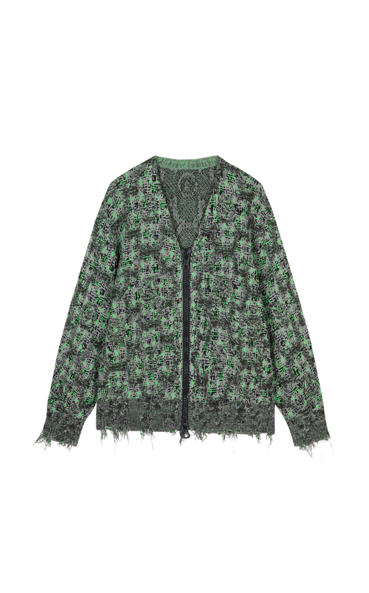 Sweater / JNBY Geometric Oversized Zip-Up Knit Cardigan