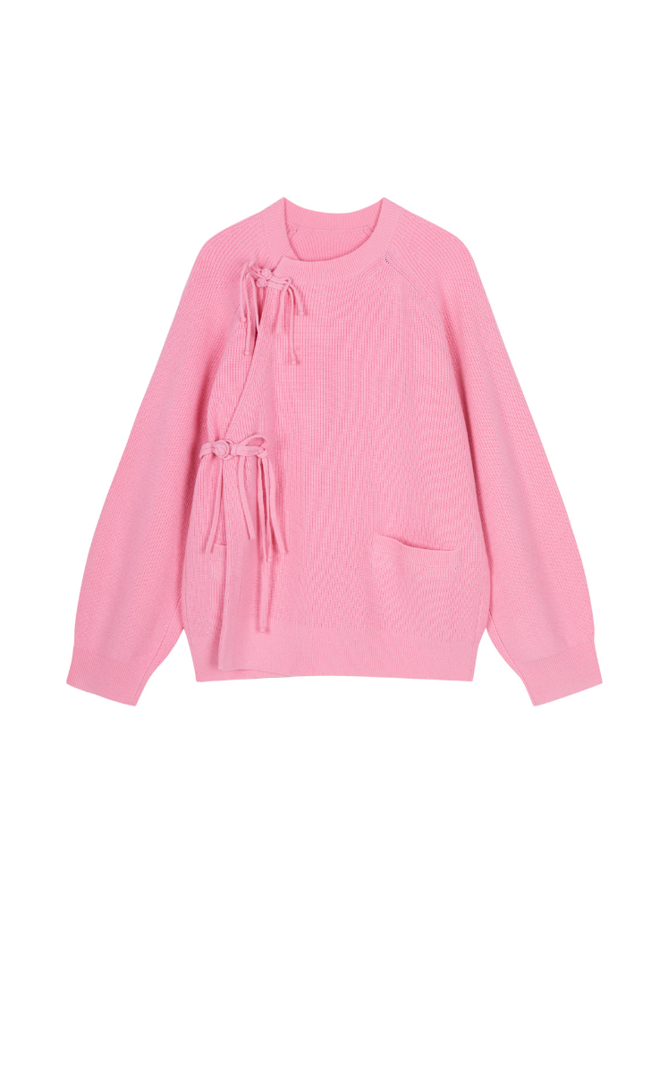 Sweater / JNBY Raglan-Sleeve Cardigan with Chinese Button Closure Pink