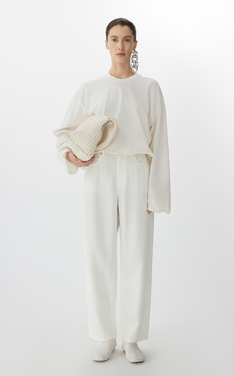 Sweatshirt / JNBY Twist-Knot Oversized Cotton Sweatshirt White