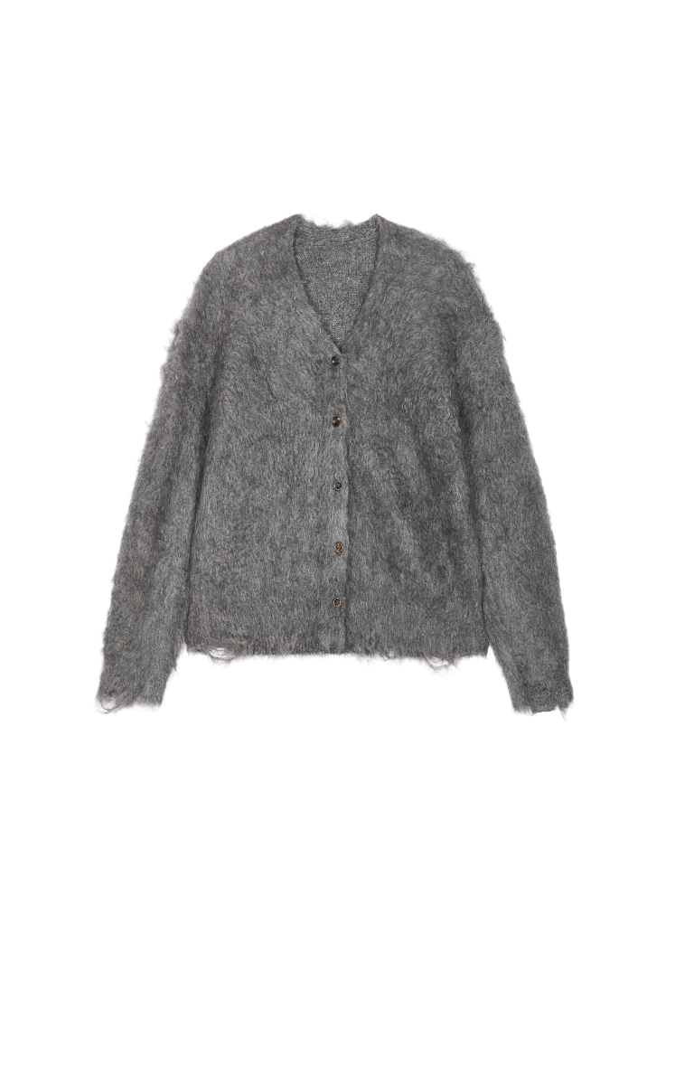 Sweater / JNBY V-neck Mohair-Blend Short Cardigan Grey