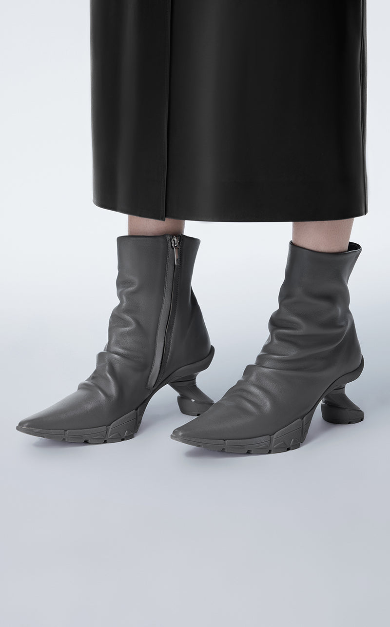 Shoes / JNBY Wool Leather Ankle Boots Gray