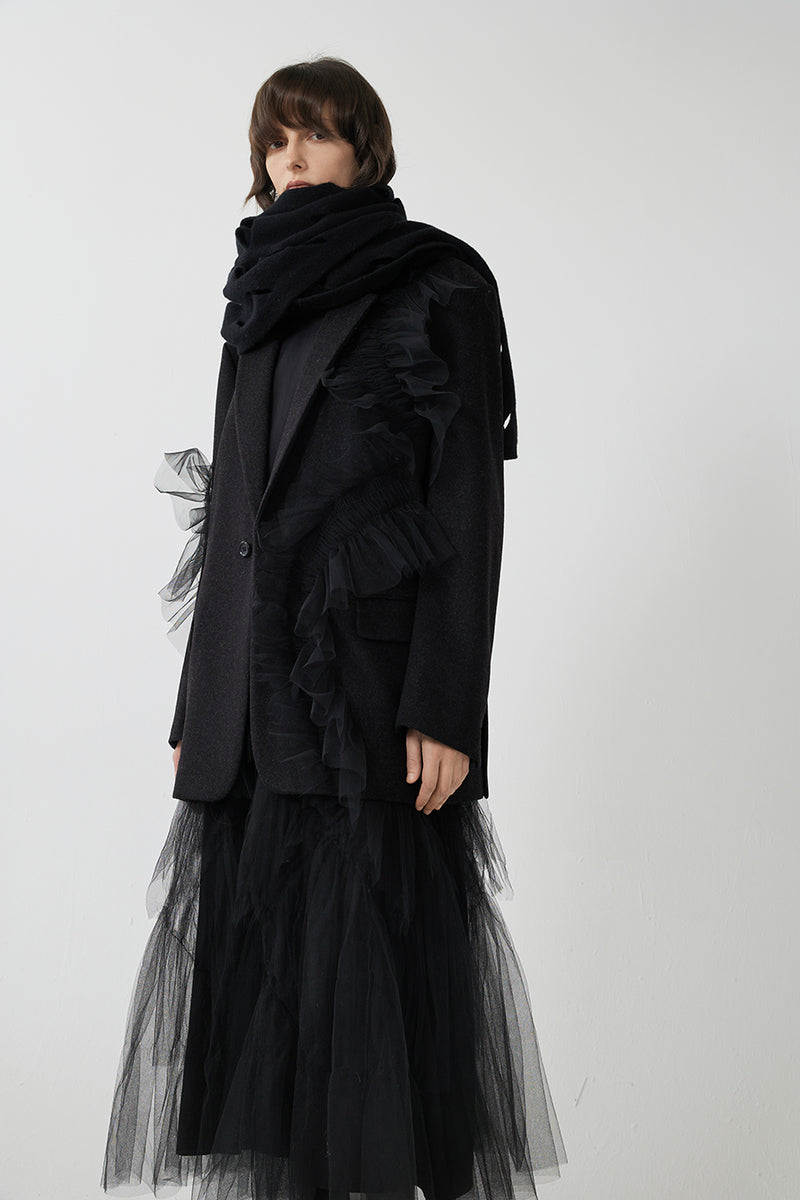 Blazer / JNBY Wool Blazer in Mesh Design Black