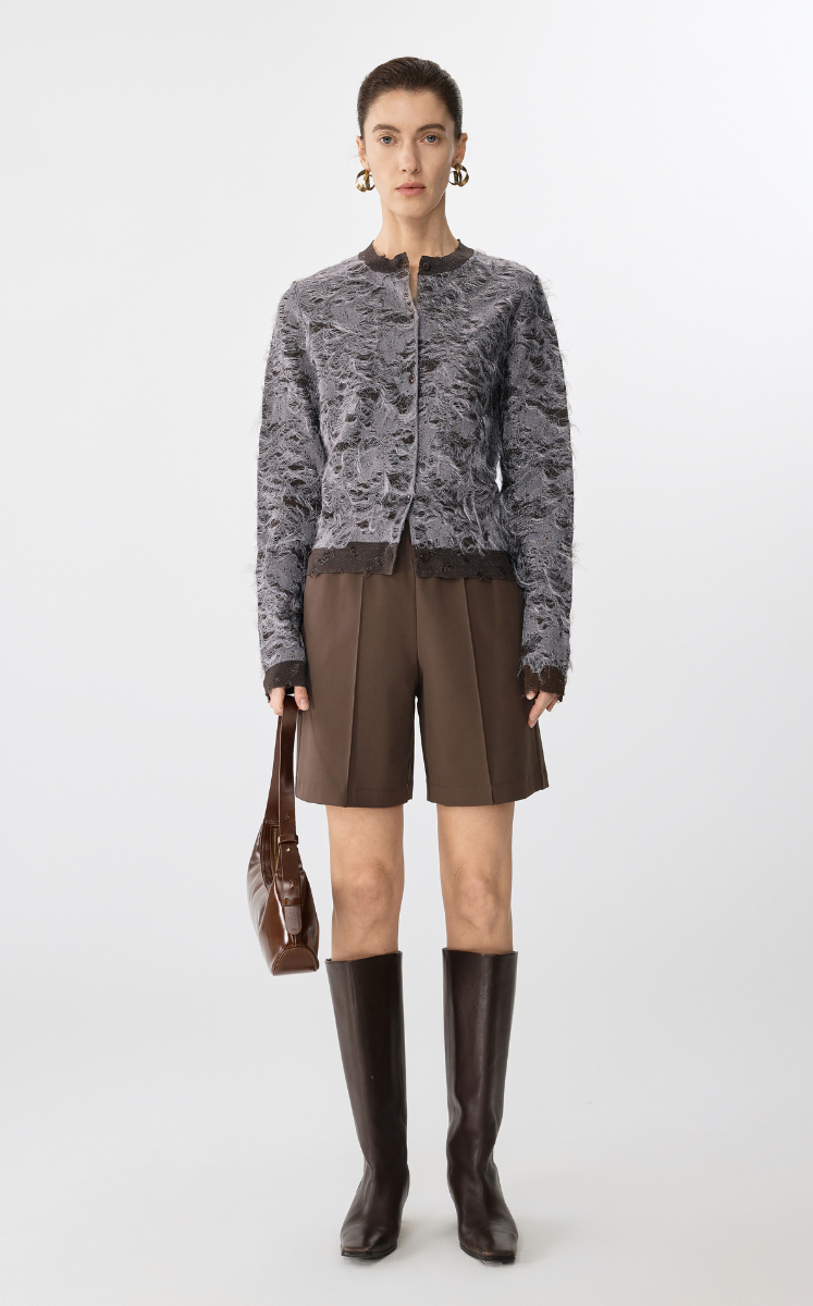 Sweater / JNBY Textured Open-Front Cardigan Brown