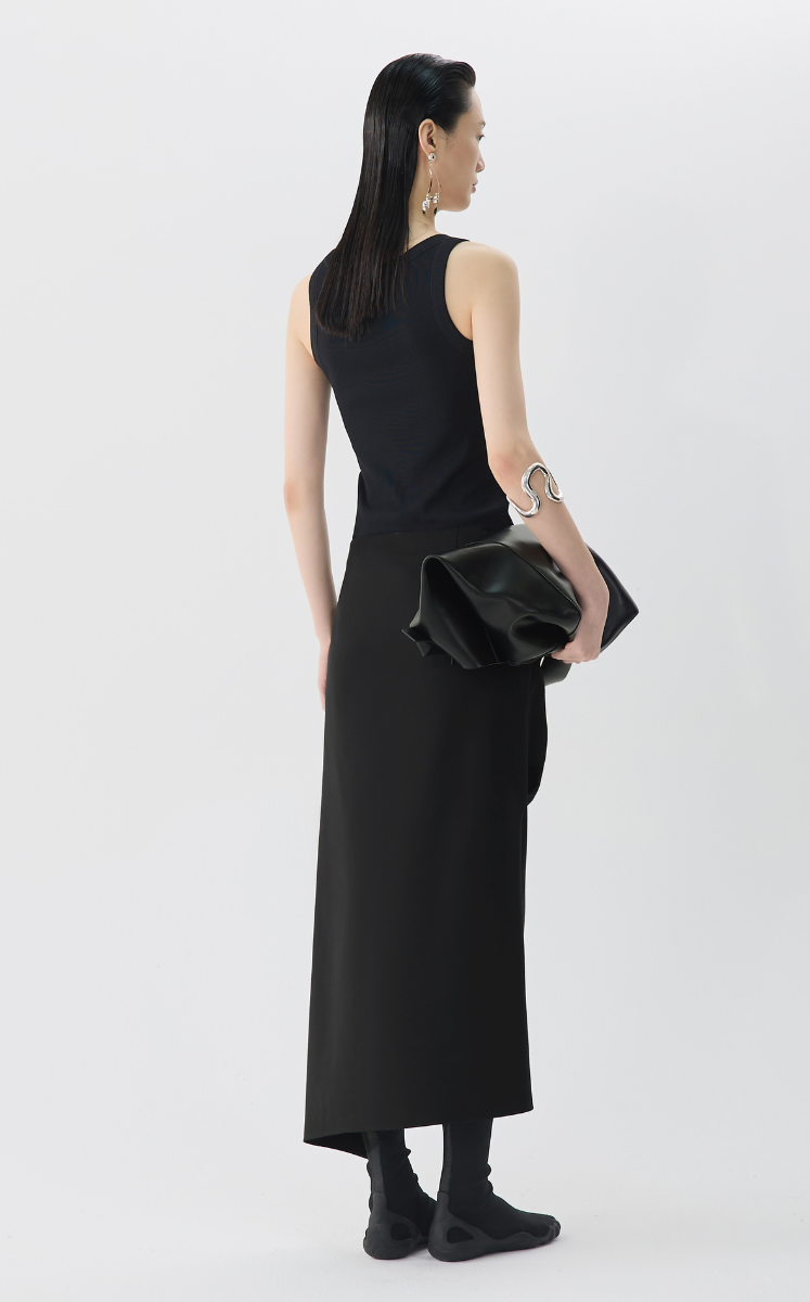 Skirt / JNBY Long Wool-Blend Asymmetric Skirt