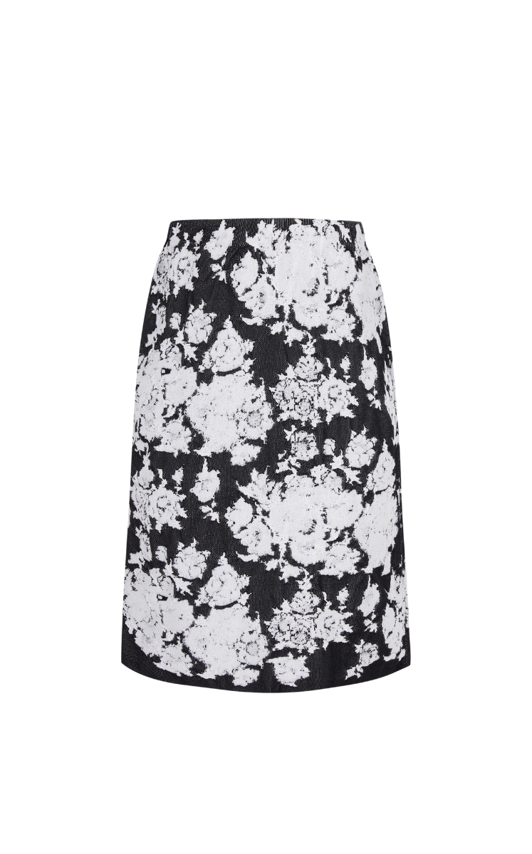 Skirt / JNBY Cotton Blend Floral Midi Skirt Black