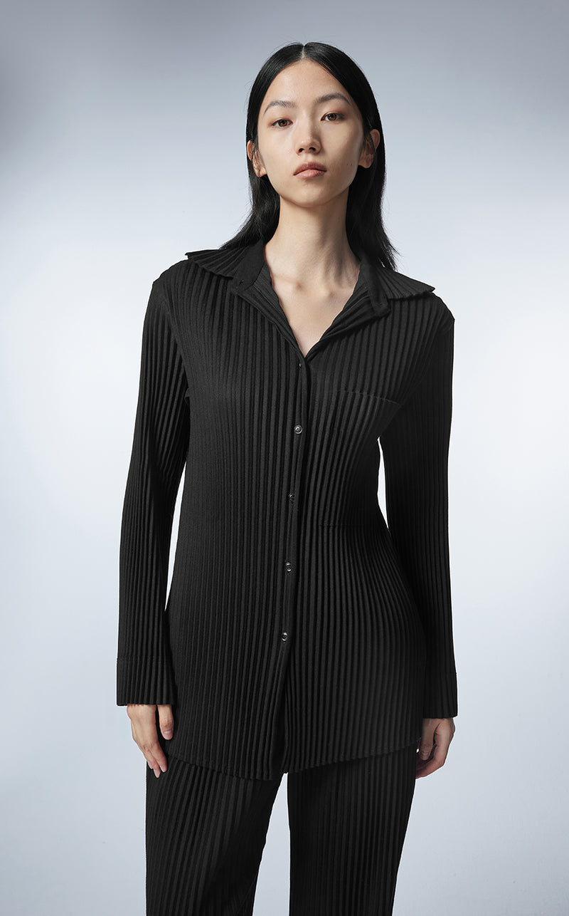 Shirt / JNBY Slim Fit Pleats Long-sleeve shirt Black