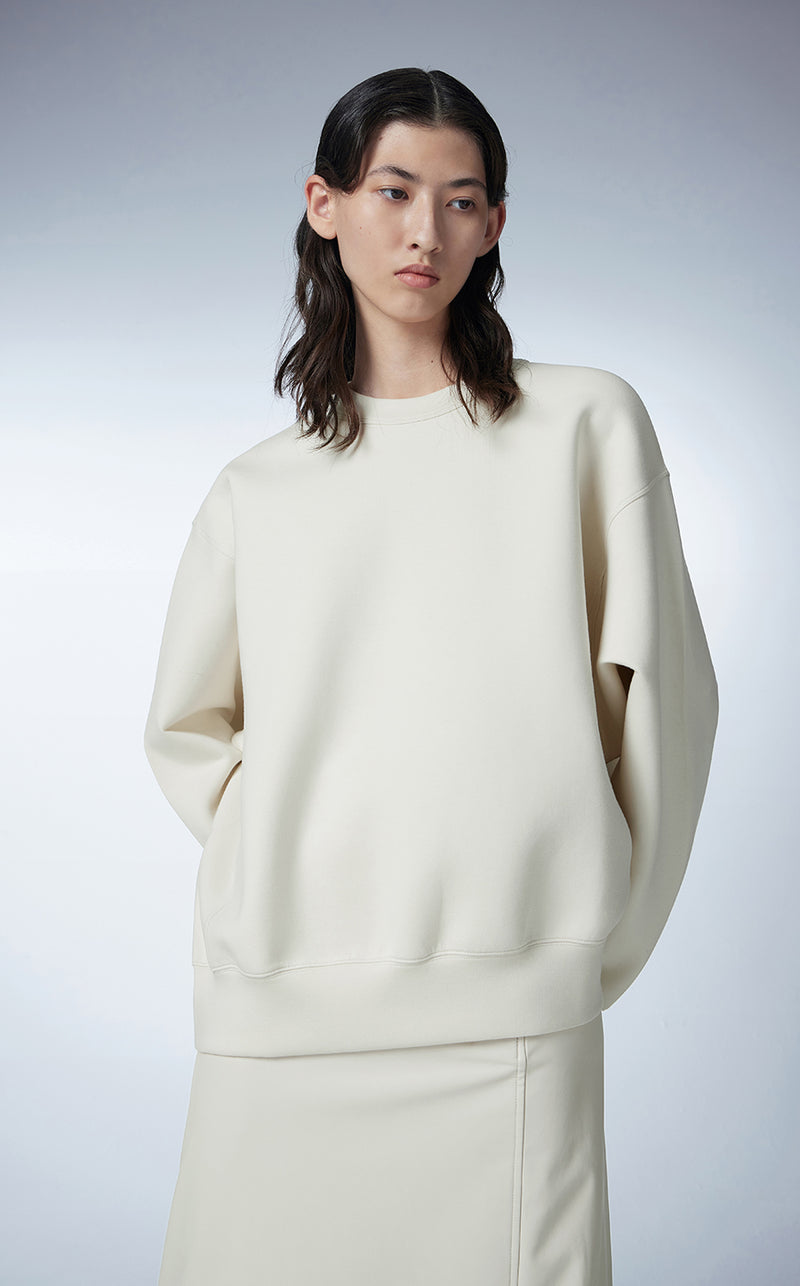 Sweatshirt / JNBY Relaxed Crew-neck Cotton Sweatshirt White