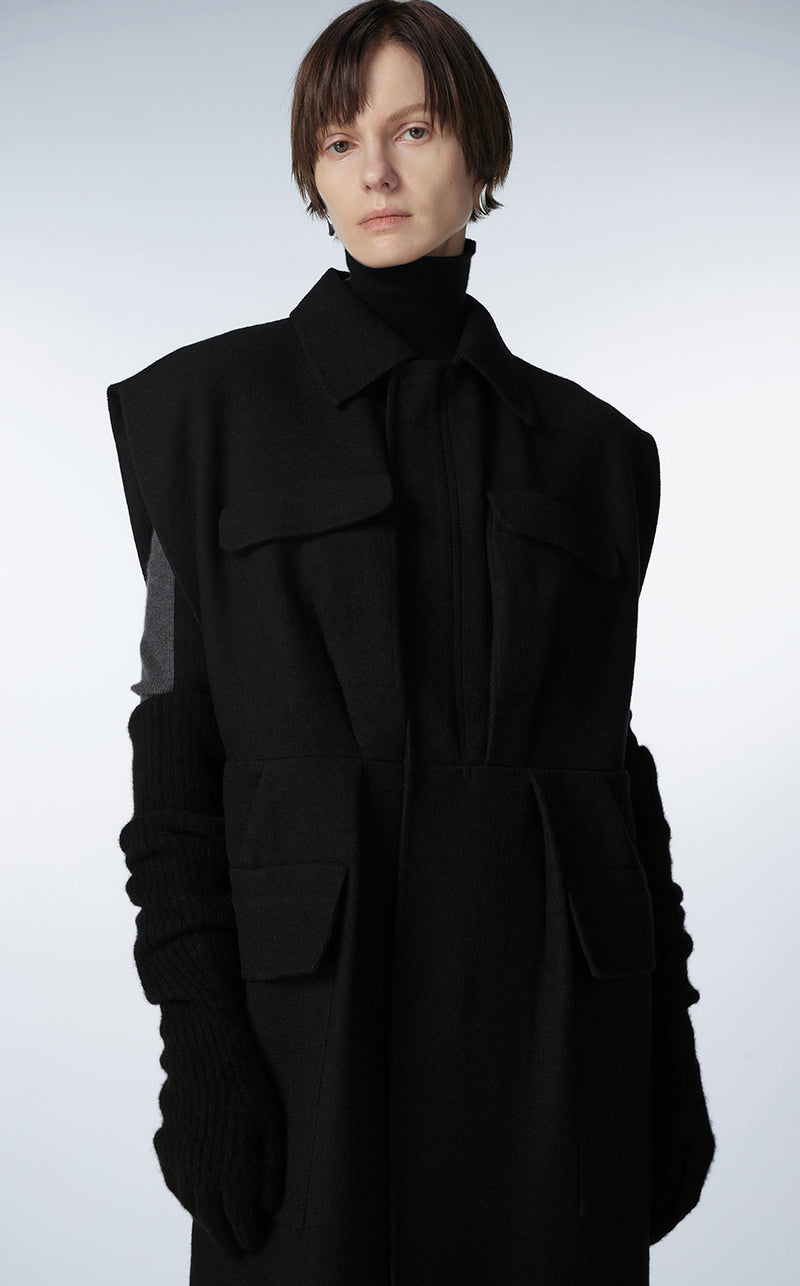 Coat / JNBY Knee-length Wool Vest Black