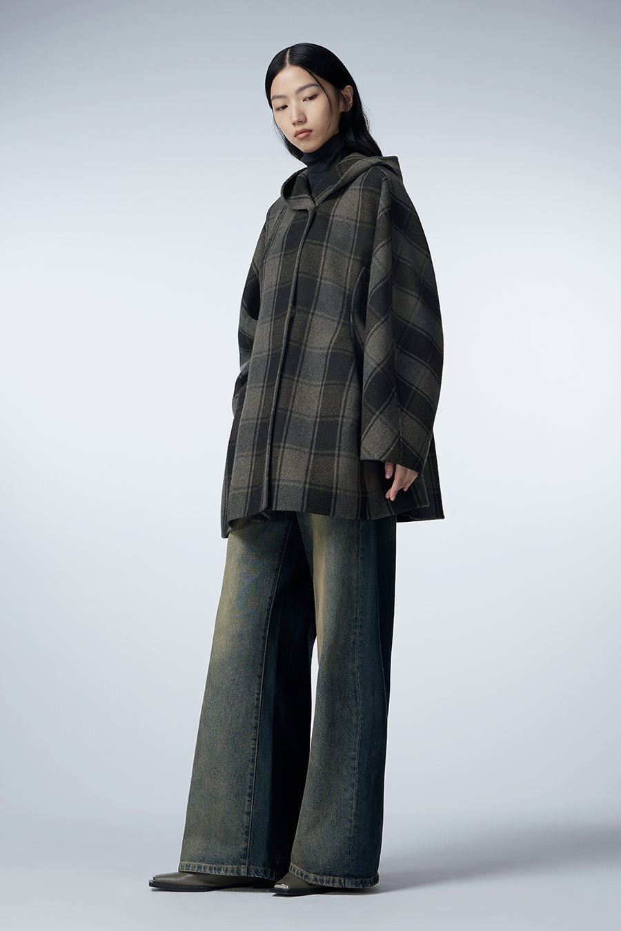 Coat / JNBY Retro Plaid Wool Coat Snow4