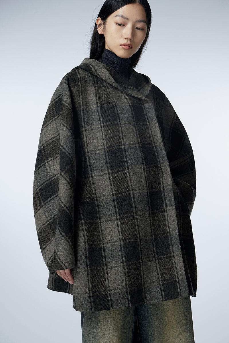 Coat / JNBY Retro Plaid Wool Coat
