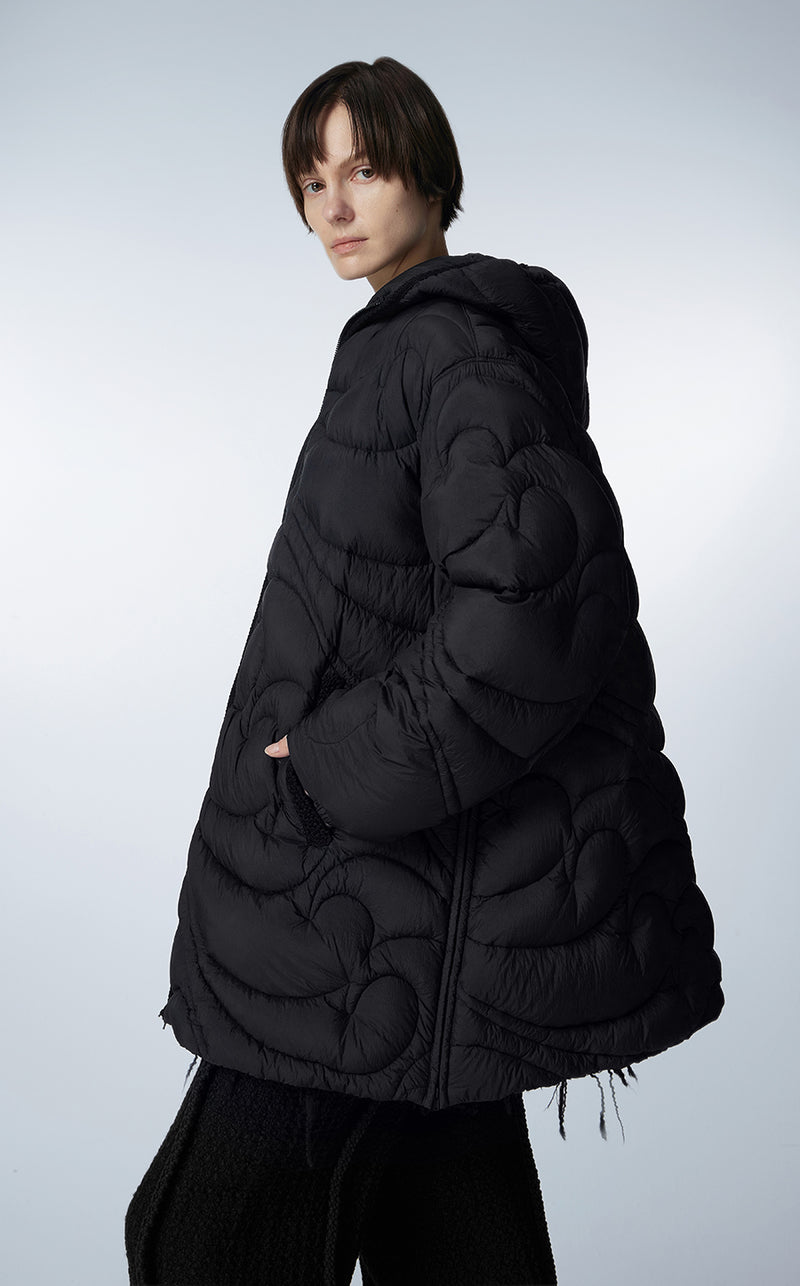 Coat / JNBY Mid-length Hooded Nylon Down Coat Black