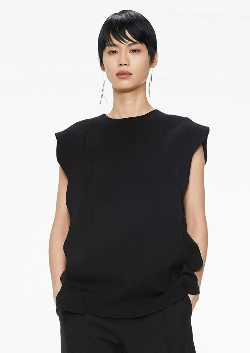 Vest / JNBY Loose Fit V-Neck H-Line Knit Vest Black
