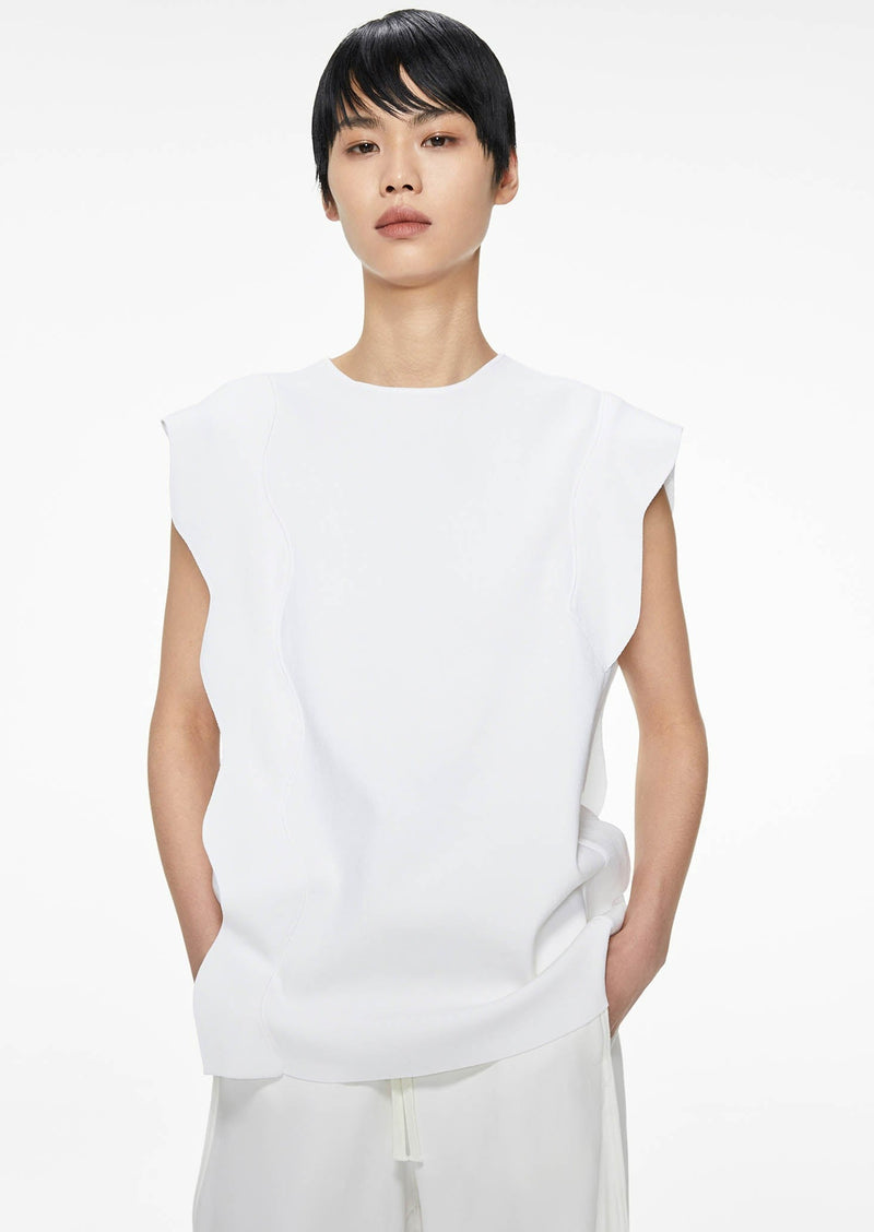 Vest / JNBY Loose Fit V-Neck H-Line Knit Vest White