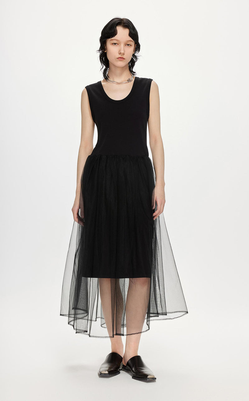 Dresses / JNBY Sleeveless Patched Layered Gauze Dress Black