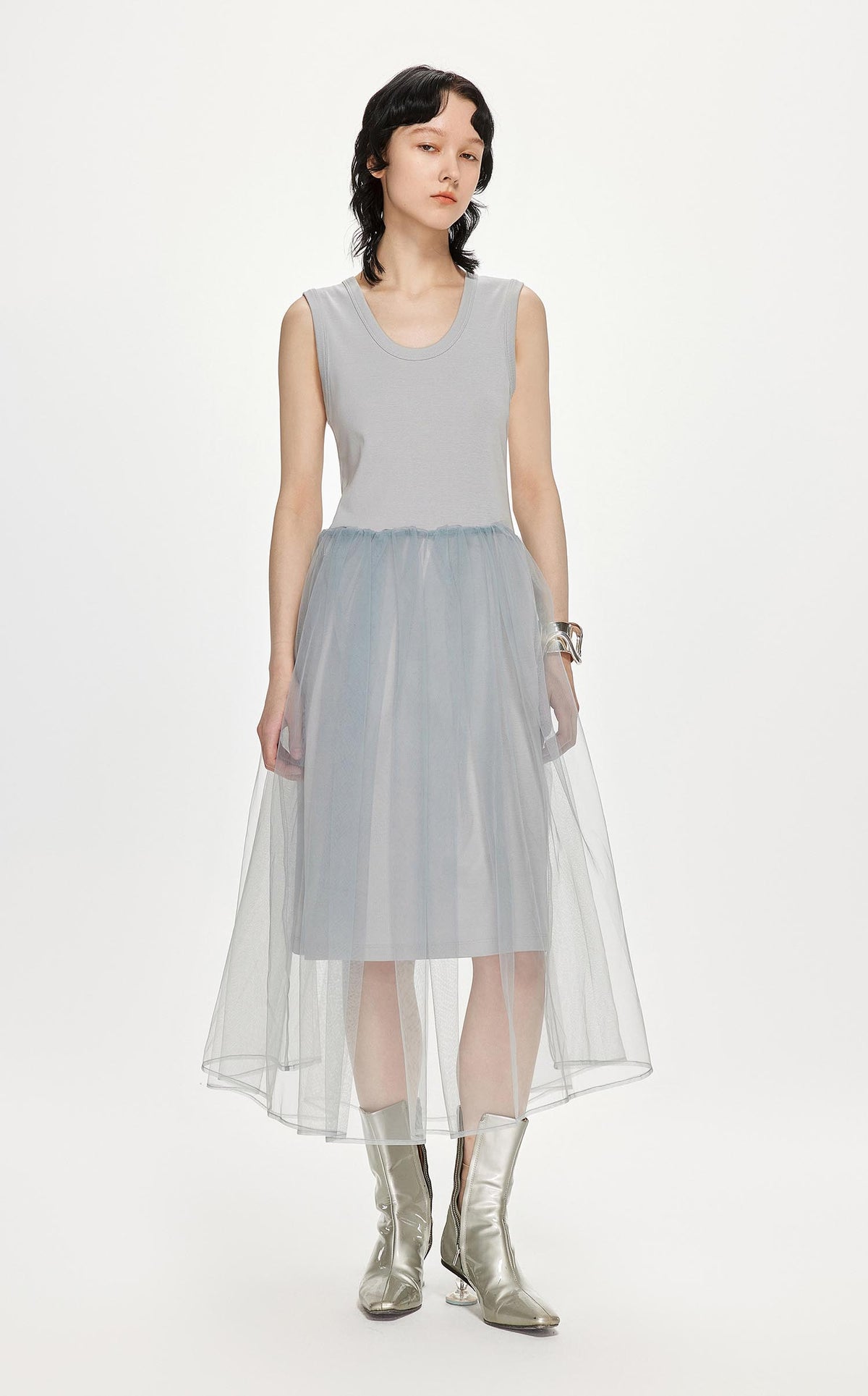 Dresses / JNBY Sleeveless Patched Layered Gauze Dress Blue