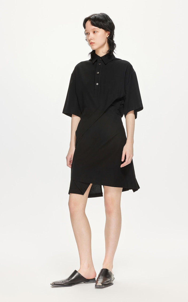 Dresses / JNBY Short Sleeve Shirt Dress (100% Cotton) Black