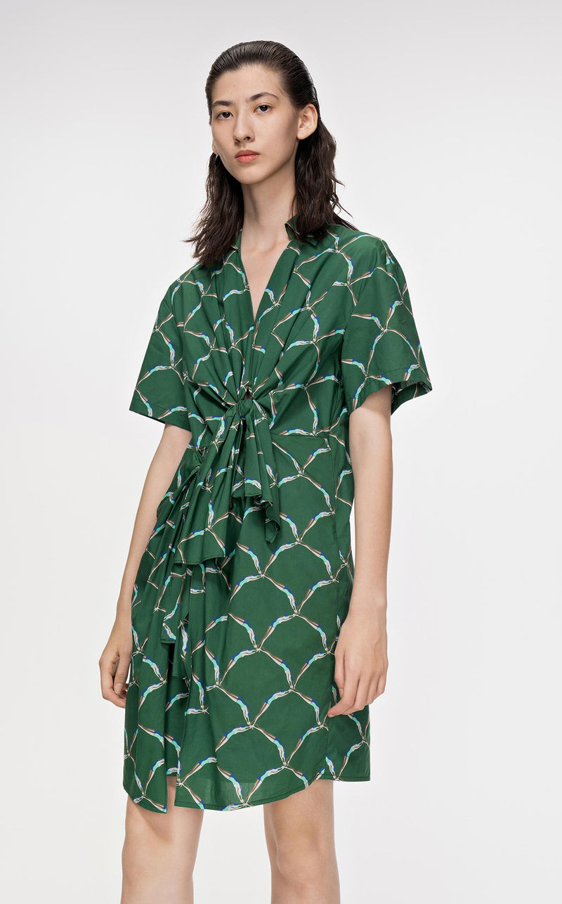 Dresses / JNBY Full Print Short Sleeve Dress (100% Cotton) Green