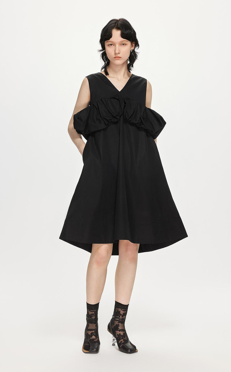 Dresses / JNBY Solid A-Line Sleeveless Dress (100% Cotton) Black