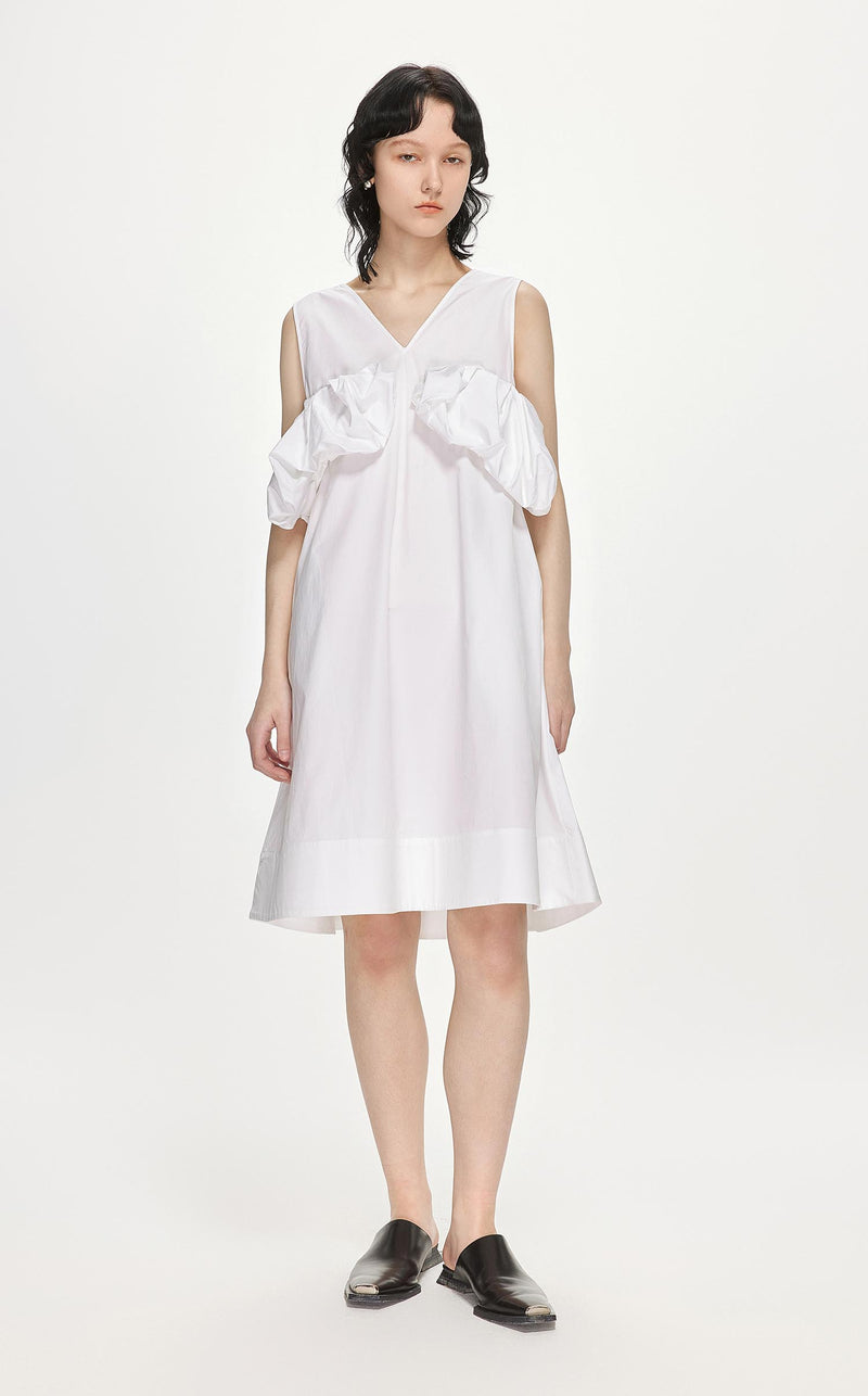 Dresses / JNBY Solid A-Line Sleeveless Dress (100% Cotton) White
