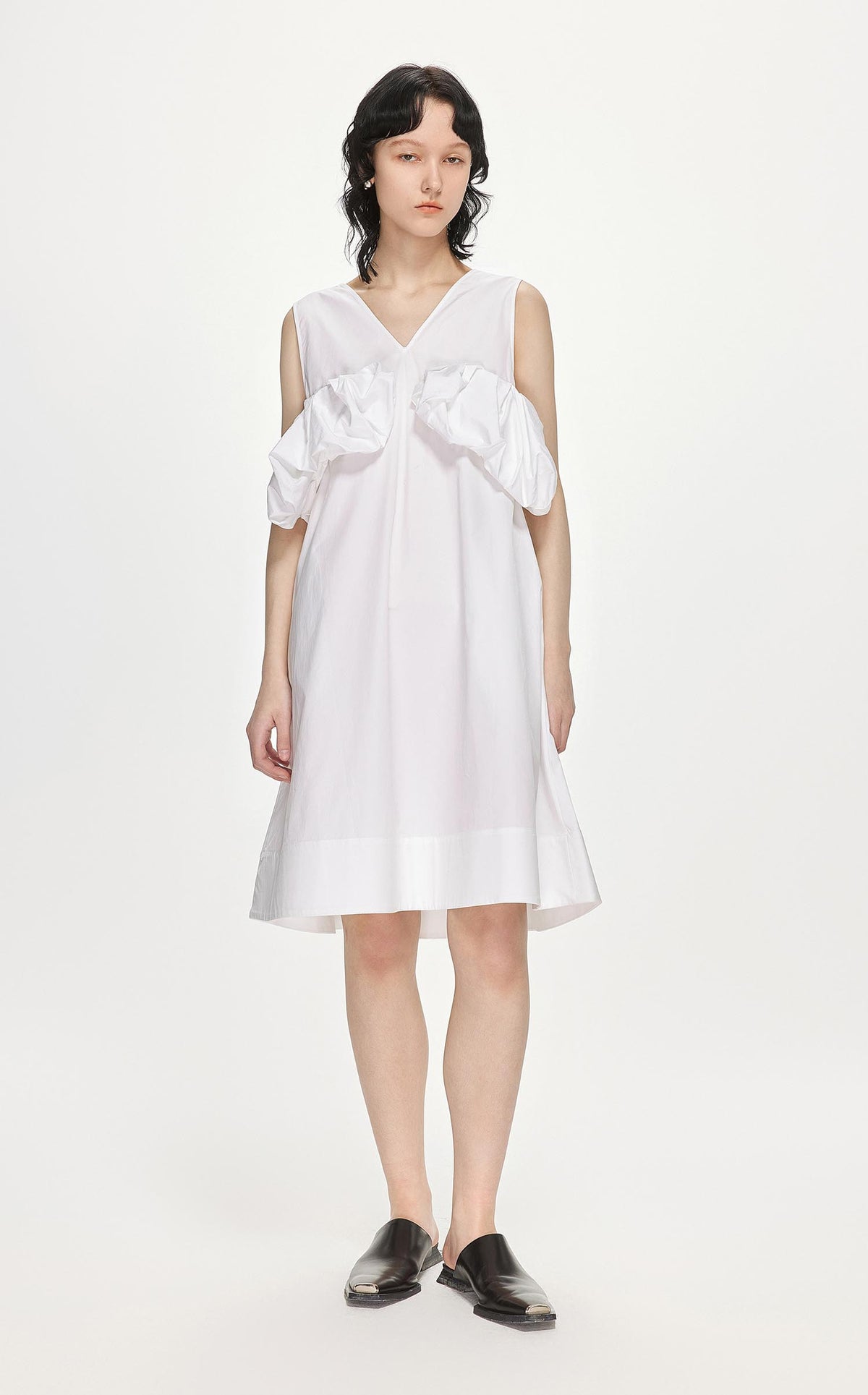Dresses / JNBY Solid A-Line Sleeveless Dress (100% Cotton) White