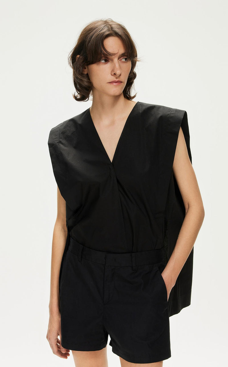 Jumpsuits / JNBY Solid V-Neck Sleeveless Jumpsuits (100% Cotton) Black
