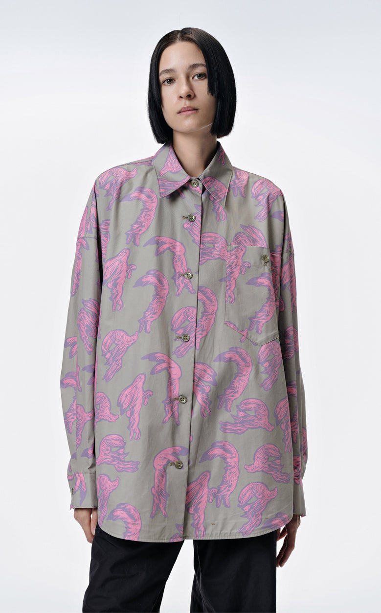 Shirt / JNBY Windblown Rabbit Cotton Oversize Print Shirt(100% cotton) Pink
