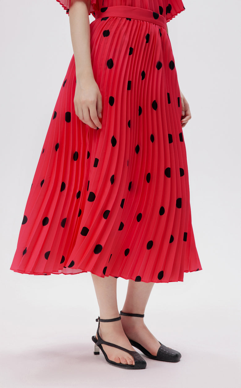 Skirt / JNBY Embroidered Mesh Polka Dot A-line Pleated Skirt