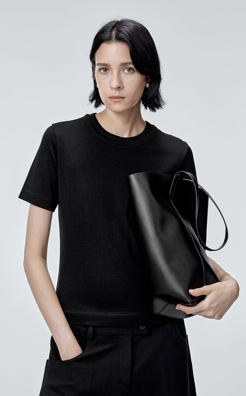 T-shirt / JNBY Round Neck Wool T-shirt Black