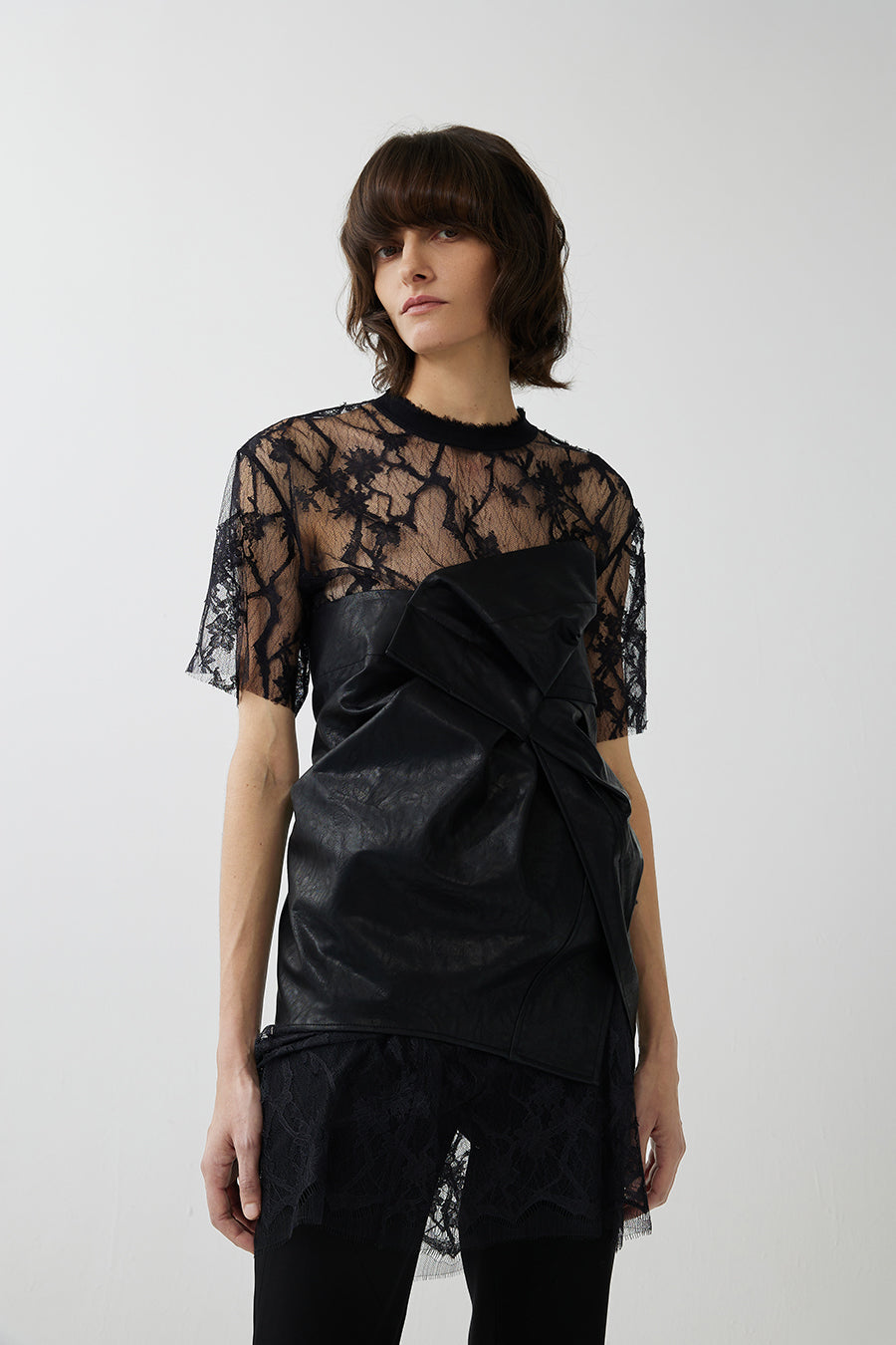 T-shirt / JNBY Round Neck Lace T-shirt Black