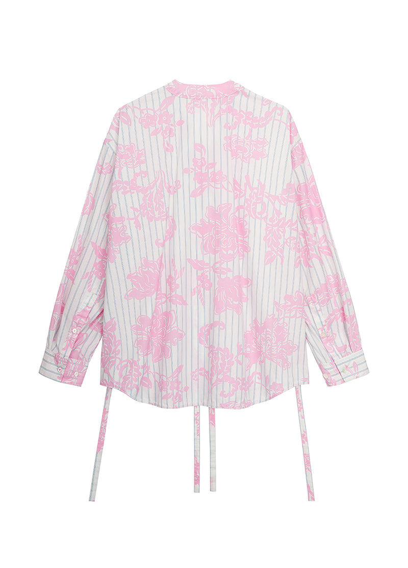 Shirt / JNBY Cotton Loose Fit V-neck Long-sleeved Print Shirt