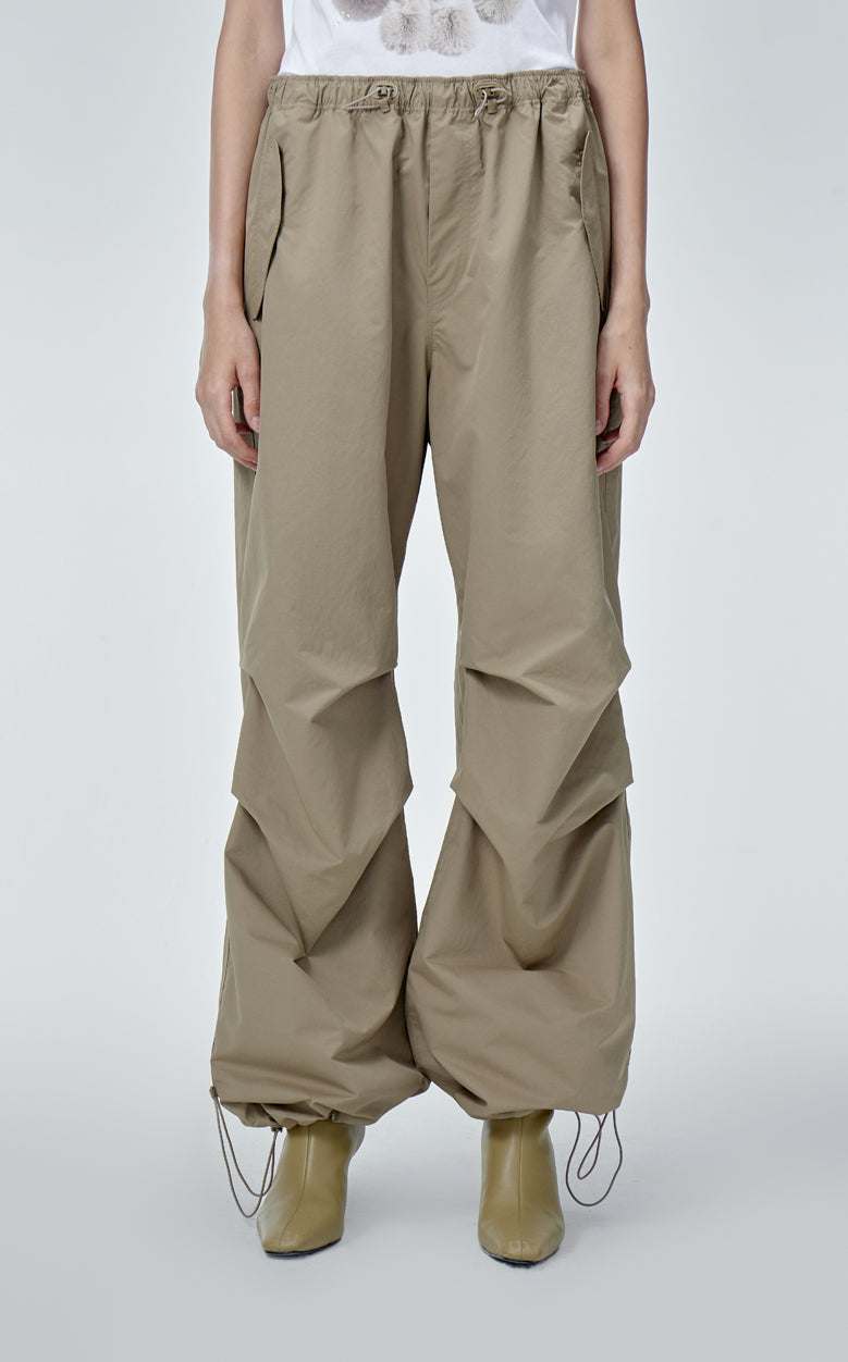 Pants / JNBY Elastic Waist Wide-Leg Pants Khaki
