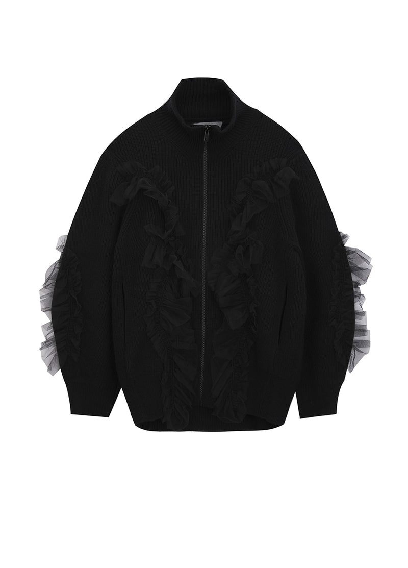Sweater / JNBY Relaxed Wool Cardigan in Mesh Design