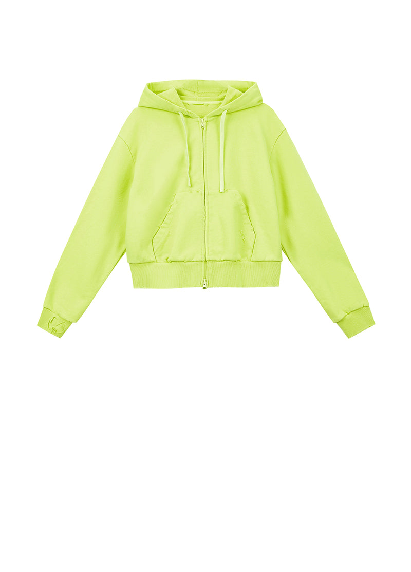 Sweatershirt / JNBY Relaxed Cotton Zip Hoodie Sweatershirt Yellow
