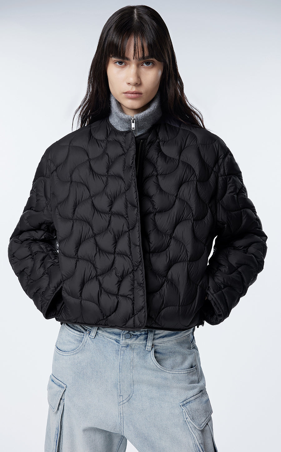 Coat / JNBY Relaxed Crewneck Down Coat Black