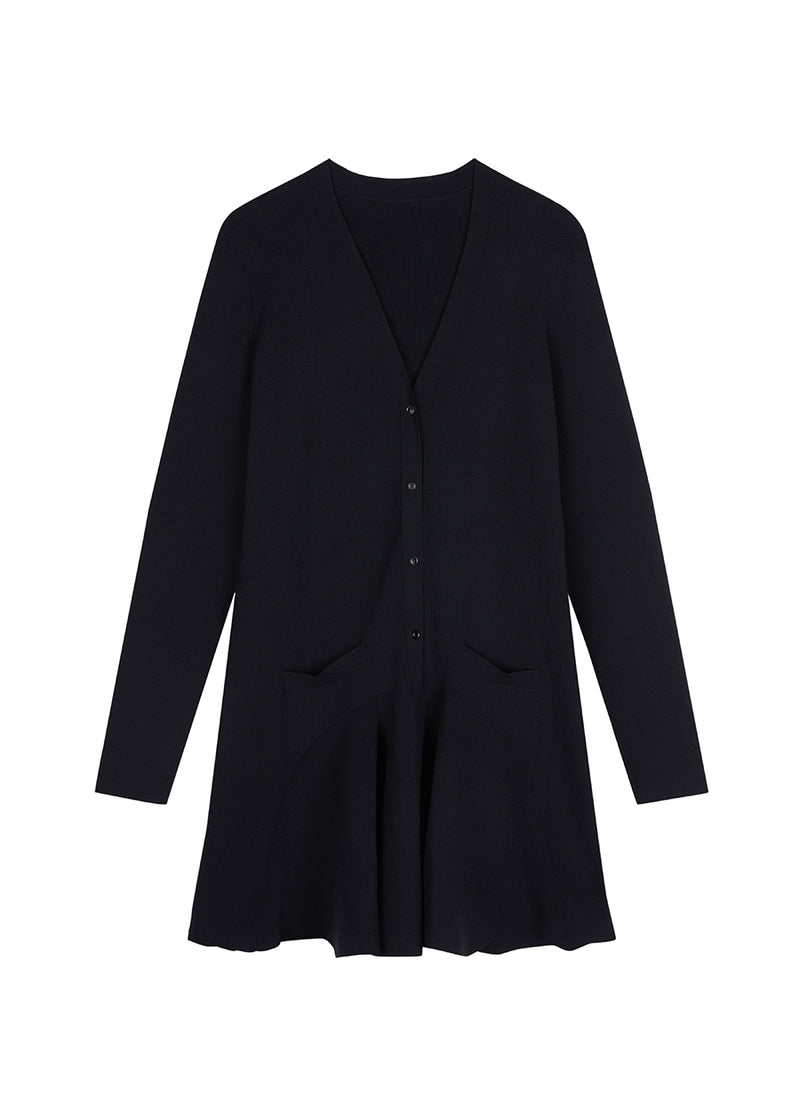 Dress / JNBY V-neck Nylon Sweater Dress Black