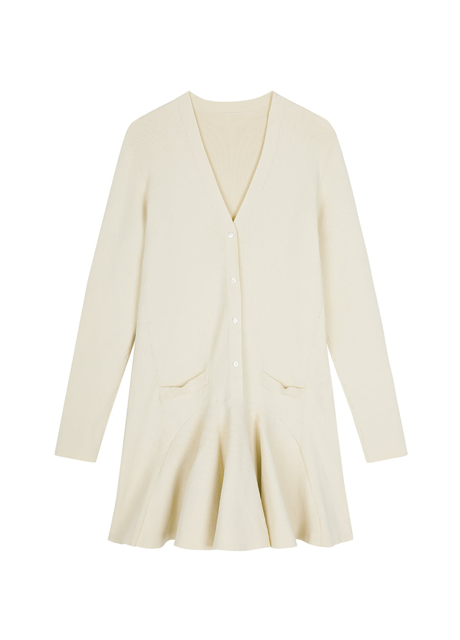 Dress / JNBY V-neck Nylon Sweater Dress Yellow