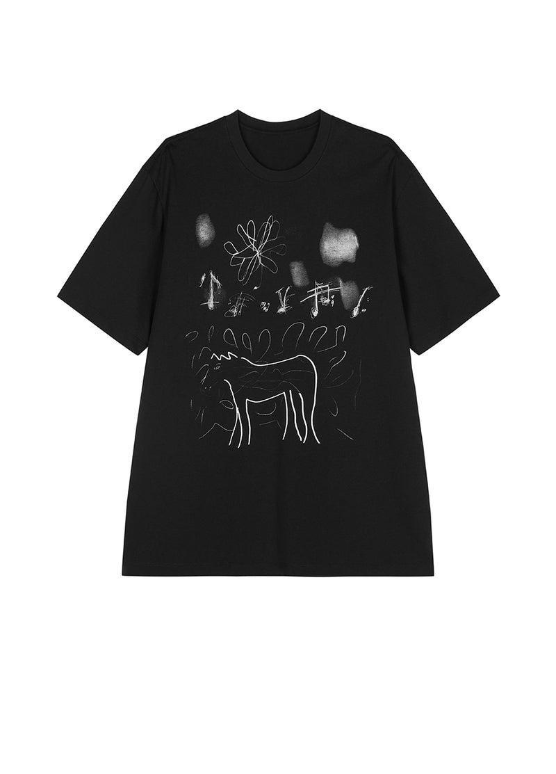 T-Shirt / JNBY Relaxed Horse Prints T-Shirt Black