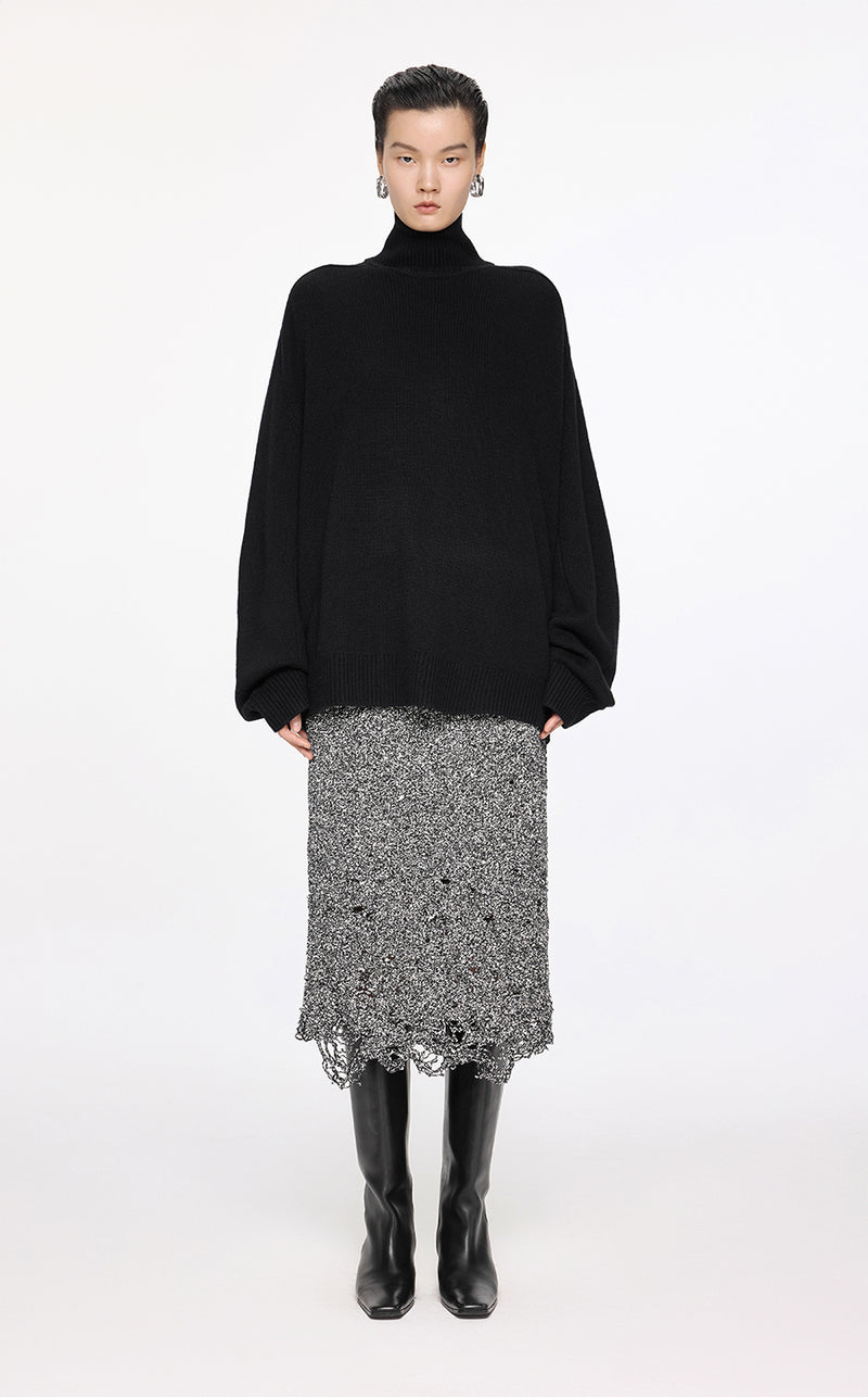Sweater / JNBY Raglan-Sleeve Wool Sweater Black