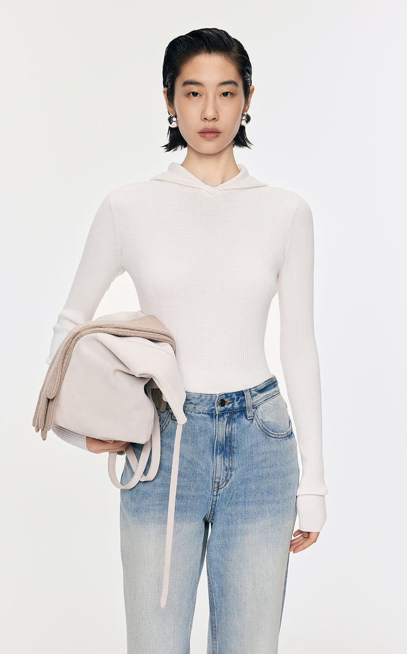 Sweater / JNBY Slim-Fit Hooded Wool Sweater