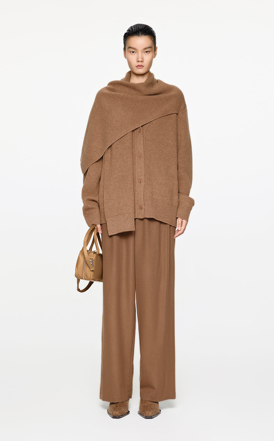 Sweater / JNBY Relaxed Wool Cape Cardigan Khaki