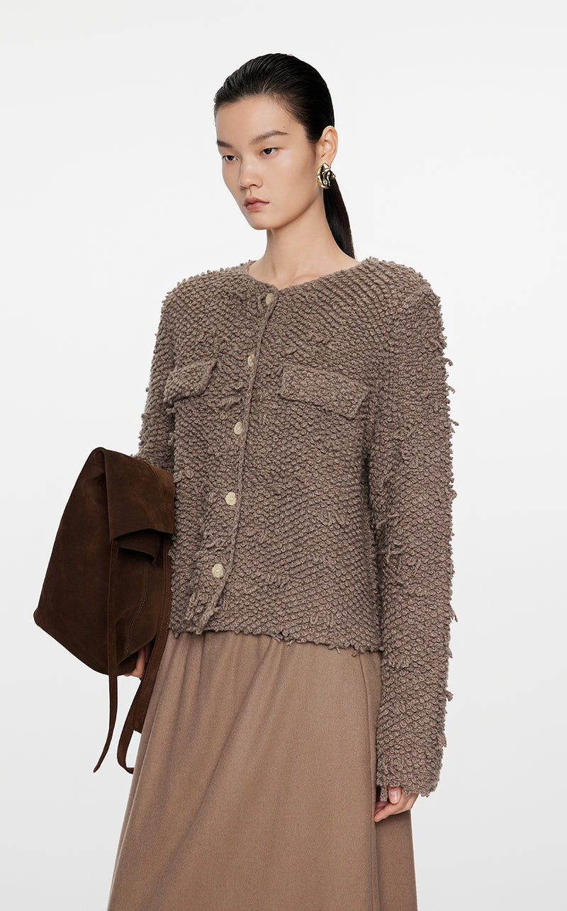 Sweater / JNBY Wool-Blend Pile Cardigan