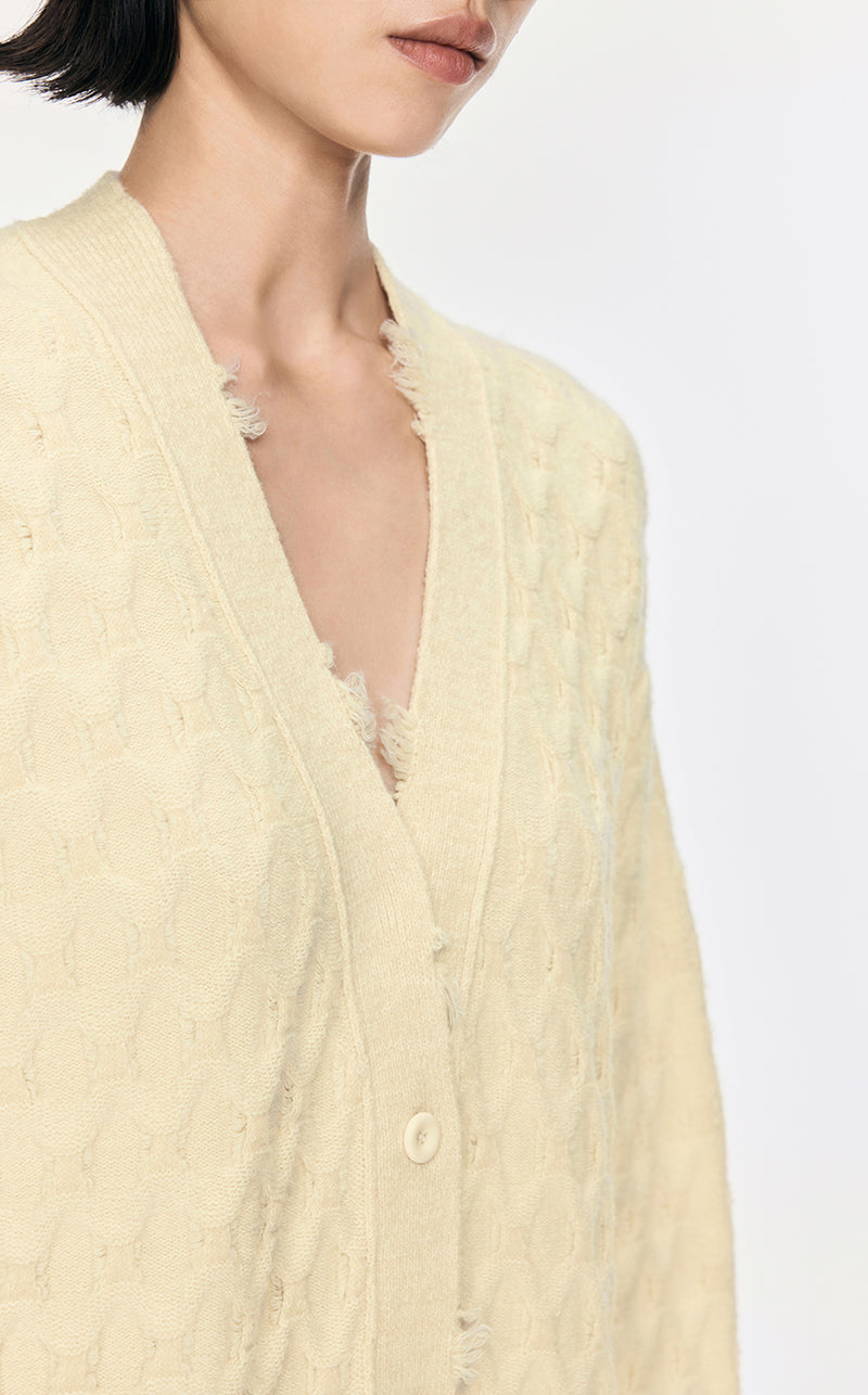 Sweater / JNBY Collarless Loose Mid-Length Cardigan