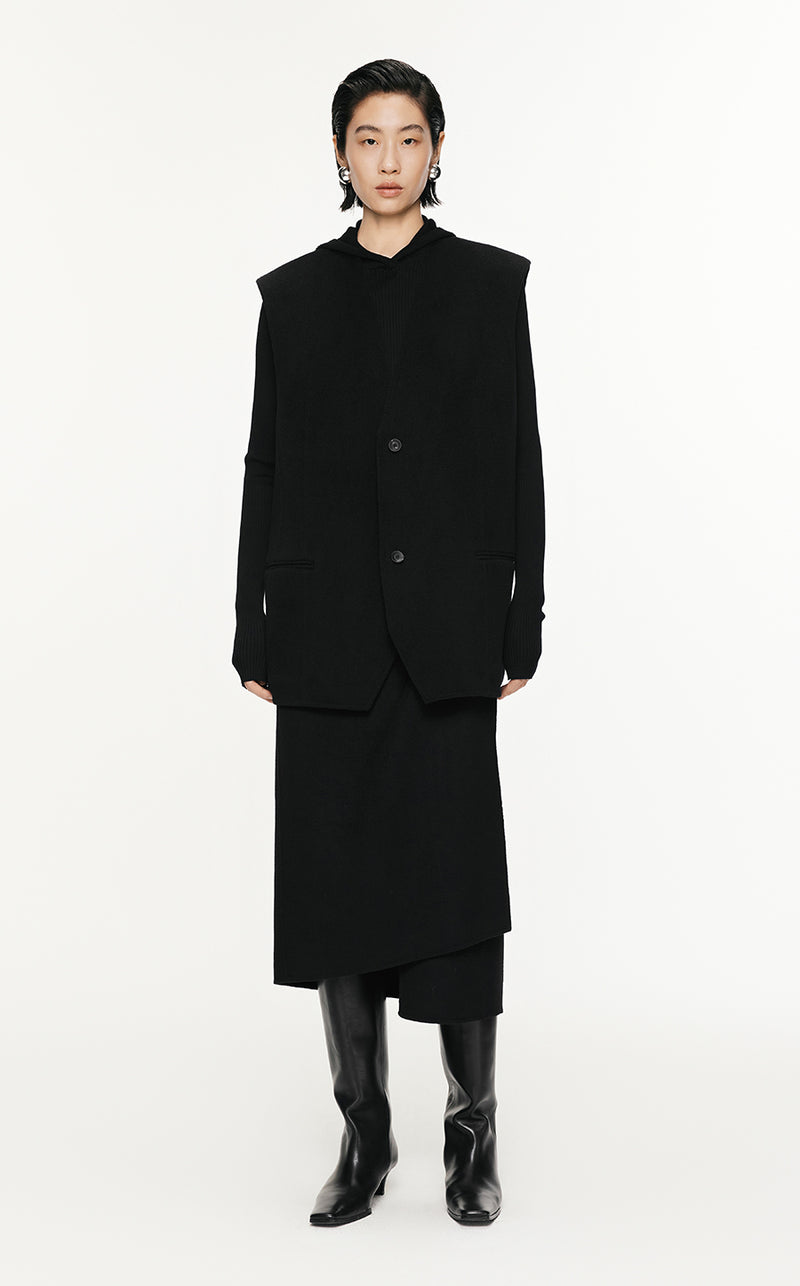 Vest / JNBY Relaxed Wool Vest Coat Black
