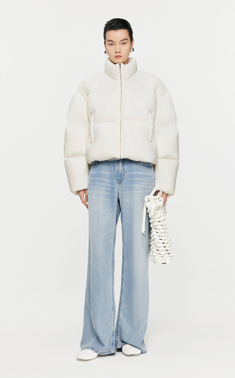 Coat / JNBY O-Shape Cropped Down Coat White