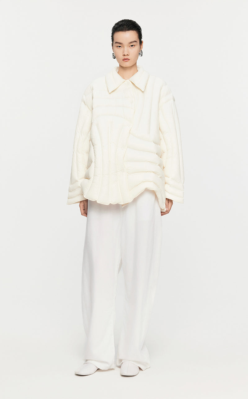 Coat / JNBY Irregular Mid-Length Down Coat White