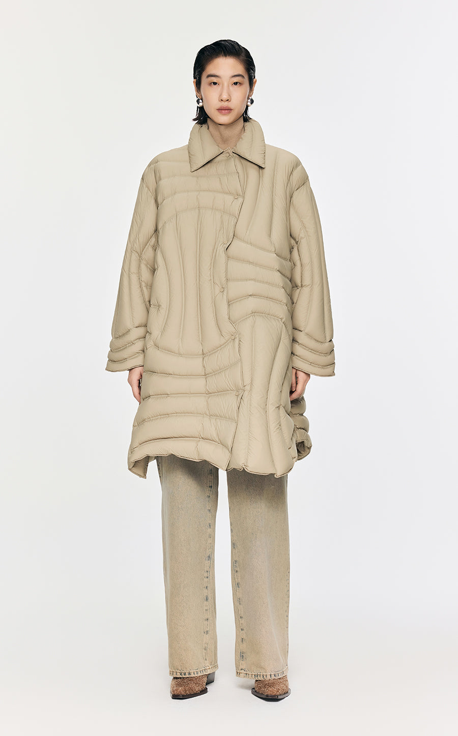 Downcoat / JNBY Irregular A-Shape Down Coat Khaki