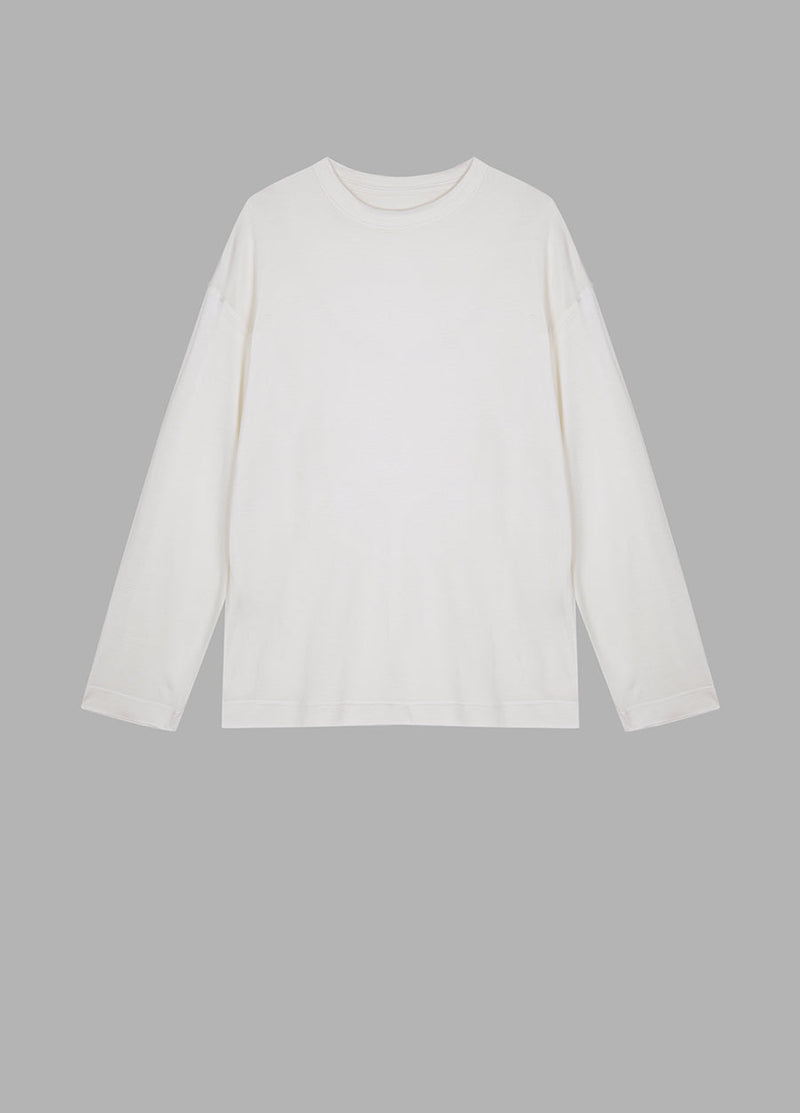 T-Shirt / JNBY Relaxed-fit Silk Long-sleeve T-shirt White