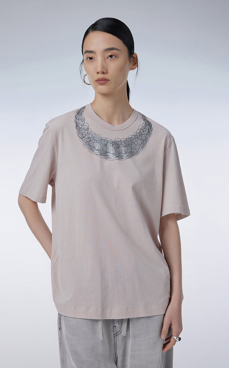 T-shirt / JNBY Miao-inspired Prints Relaxed-fit T-shirt Grey