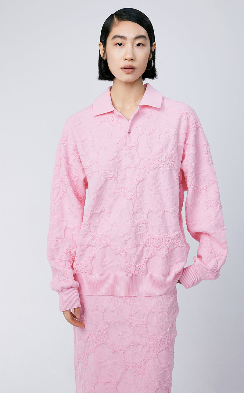 Sweater / JNBY Relaxed Classic Collar Pullover Sweater Pink XS