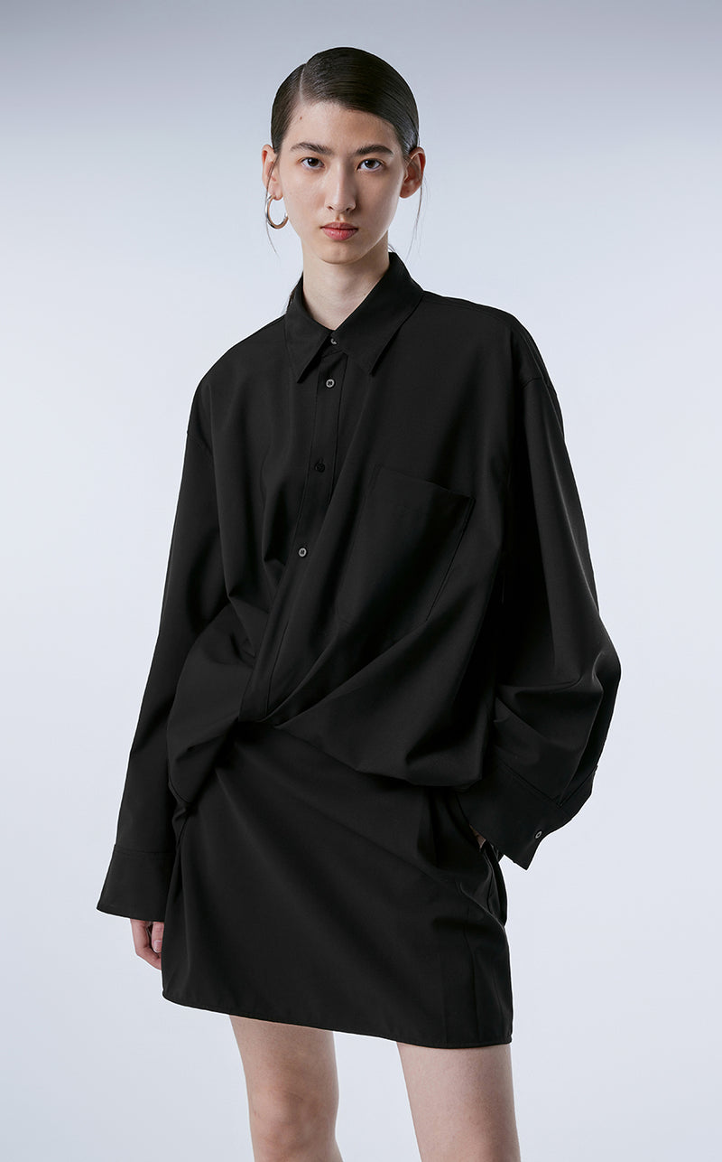 Dress / JNBY Long Sleeve Spliced Dress Black